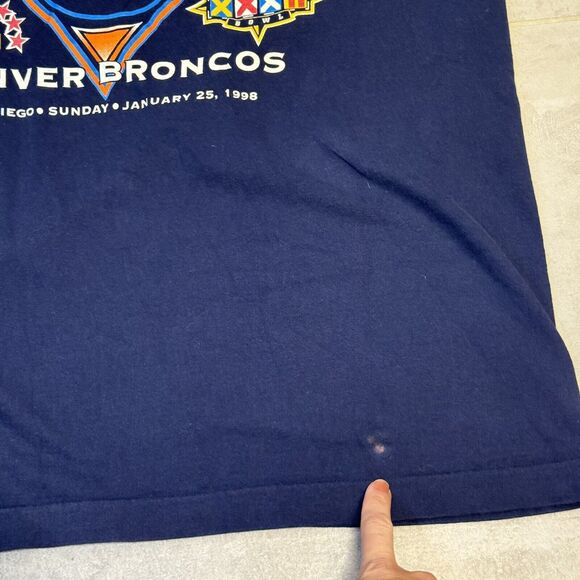 VTG 1998 Denver Broncos Super Bowl XXXII AFC Champions T-Shirt - Size XL - Picture 3 of 10